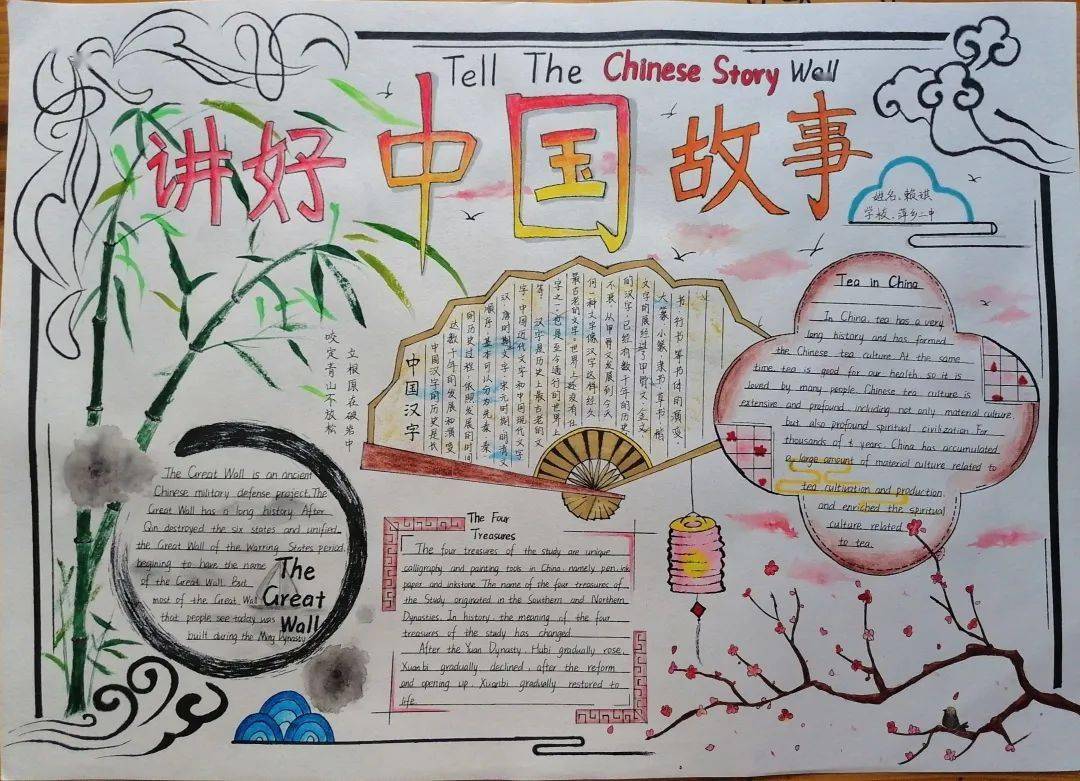 小学生中国风英文海报图片