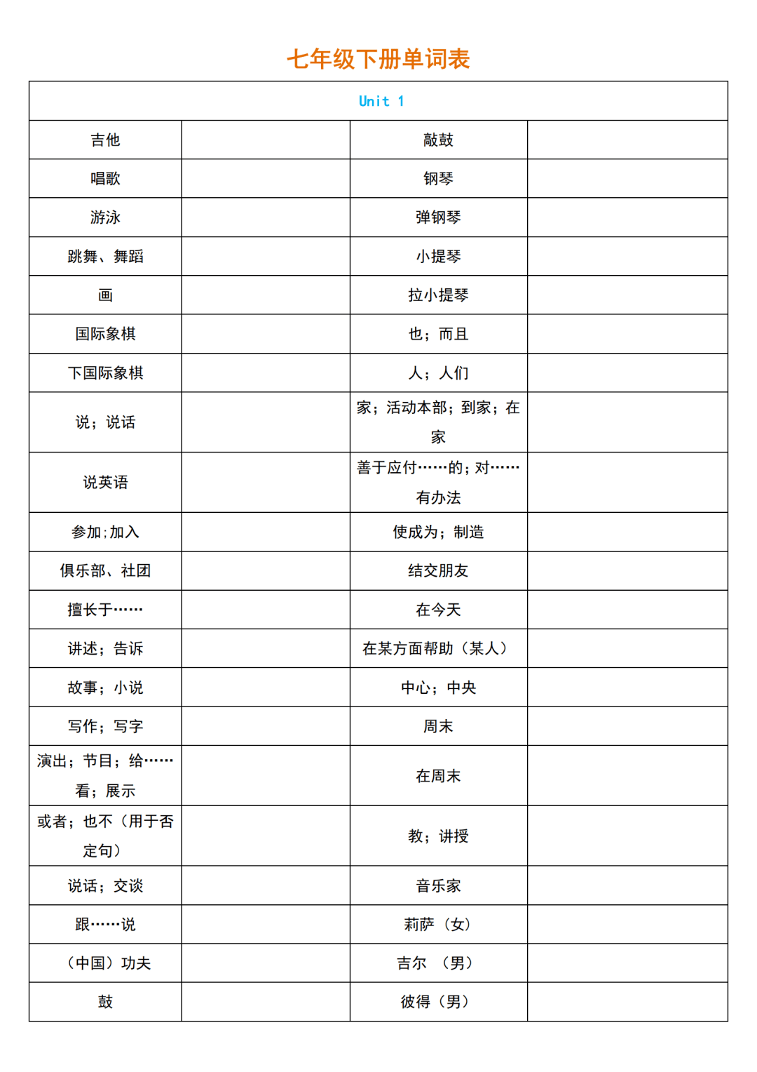 文章|初中英语 | 初一至初三上下全册单词默写速记版，考前过一遍！