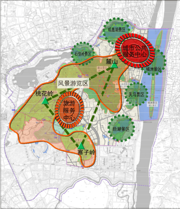 长沙岳麓山景区规划公示划分8大景区两条地铁线经过