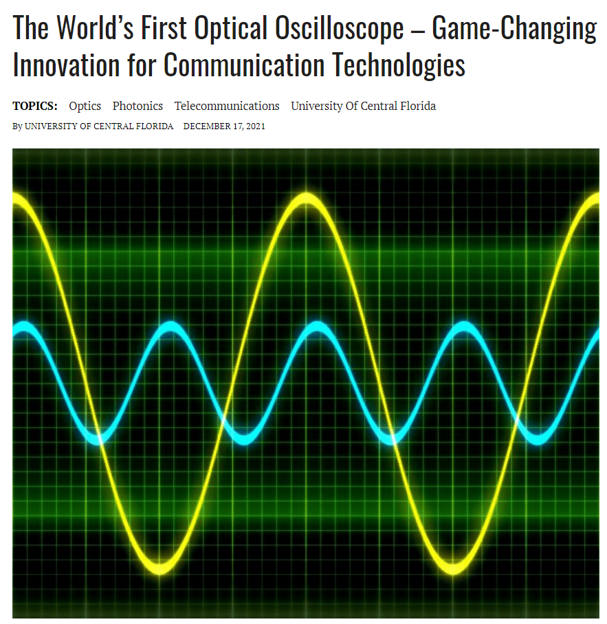 通信|世界首台光学示波器问世，有望改变通信技术游戏规则
