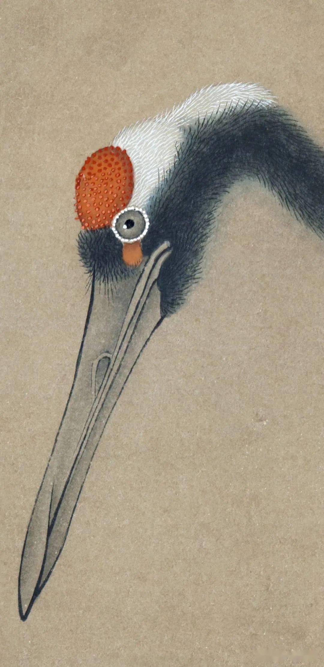 临明边景昭竹鹤图轴工笔绘制解析