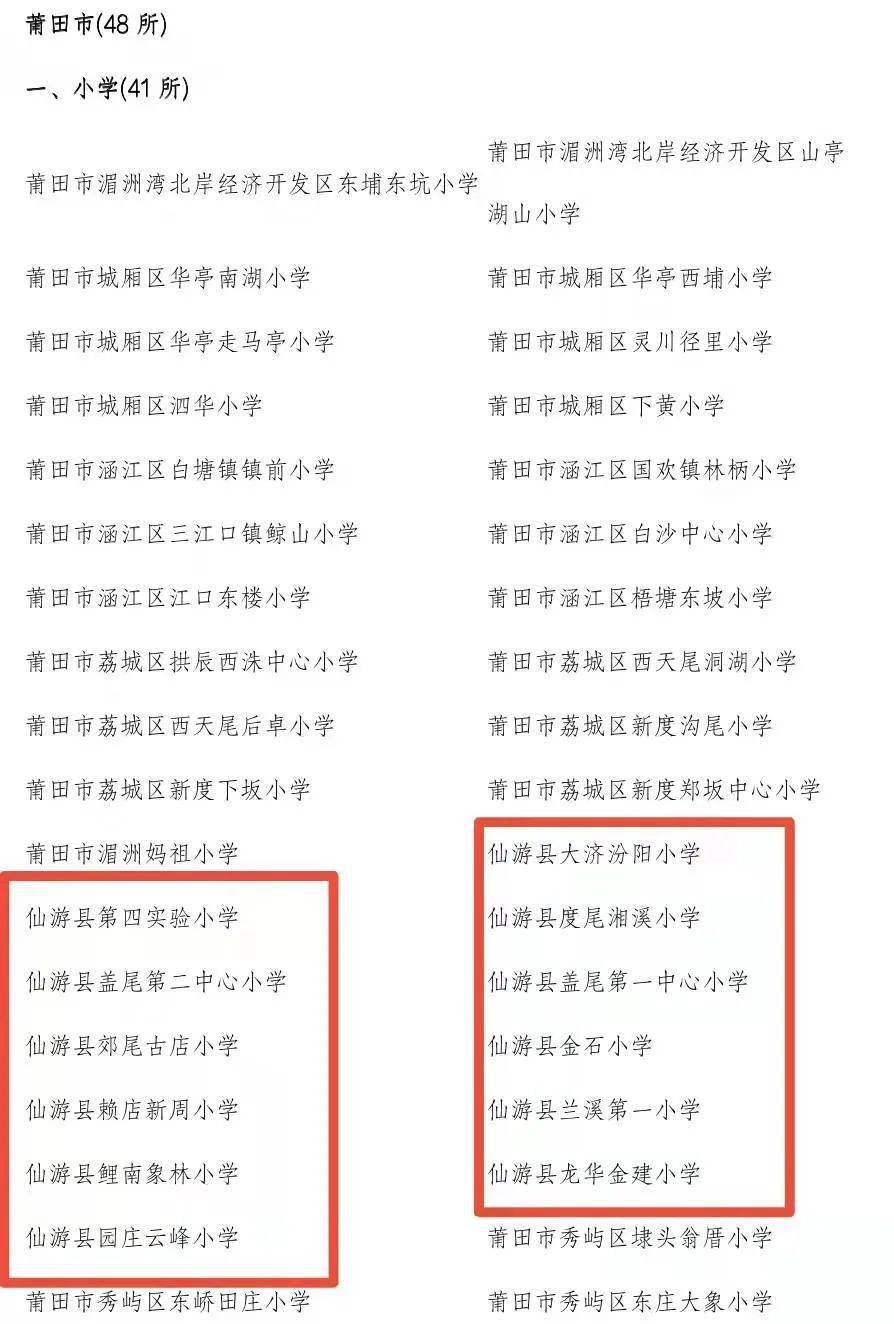 恭喜仙游这16所学校～