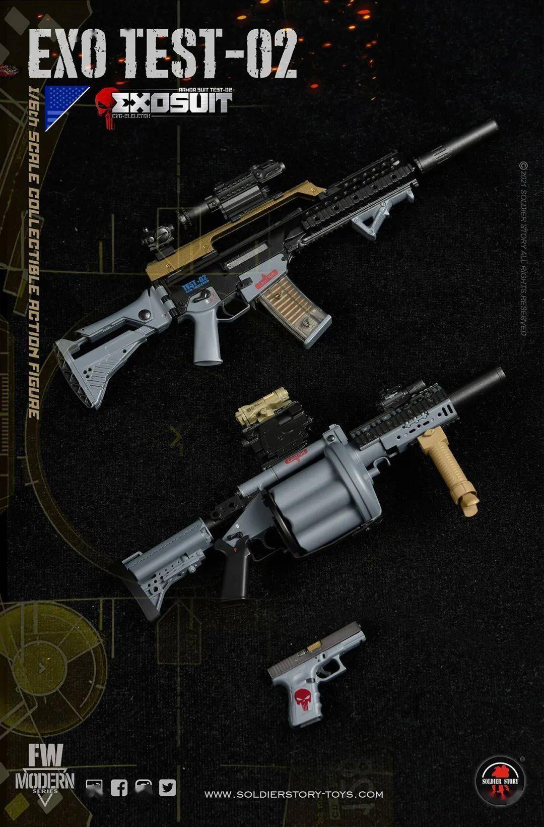 这次原型机-02附带了g36k突击步枪6连发榴弹发射器以及一把手枪武器