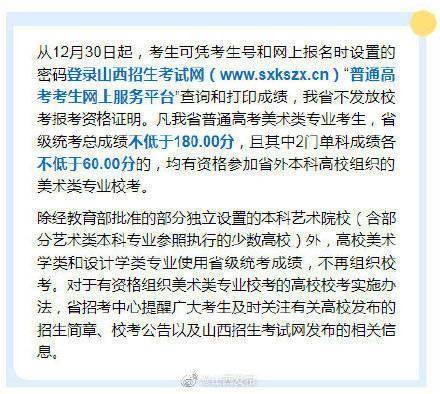 山西|山西省2022年普通高校招生美术类专业省级统考成绩揭晓