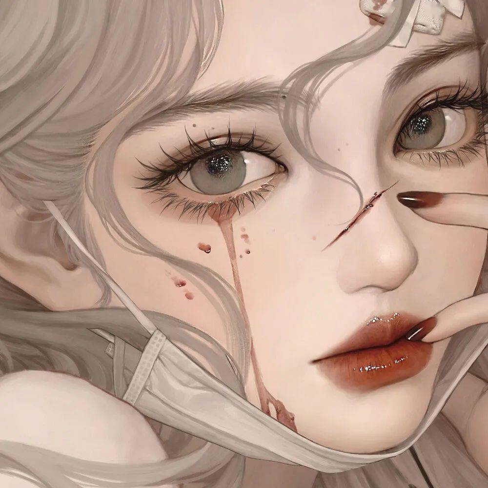 长睫毛皮肤超细腻的女生头像, 插画师:nutdream_动漫_剪辑_二次元