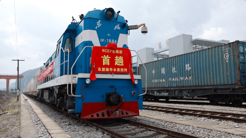 rcep生效后首趟东盟水果专列抵达广西凭祥_班列_铁路_货物
