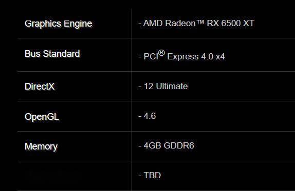 AMD RX 6500 XT 桌面显卡仅有 4 条 PCIe 4.0 通道