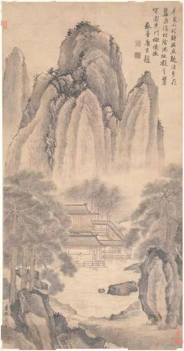 臨流讀書圖清 吳歷 春雁江南圖清 王原祁 仿高克恭雲山圖軸清 髡殘