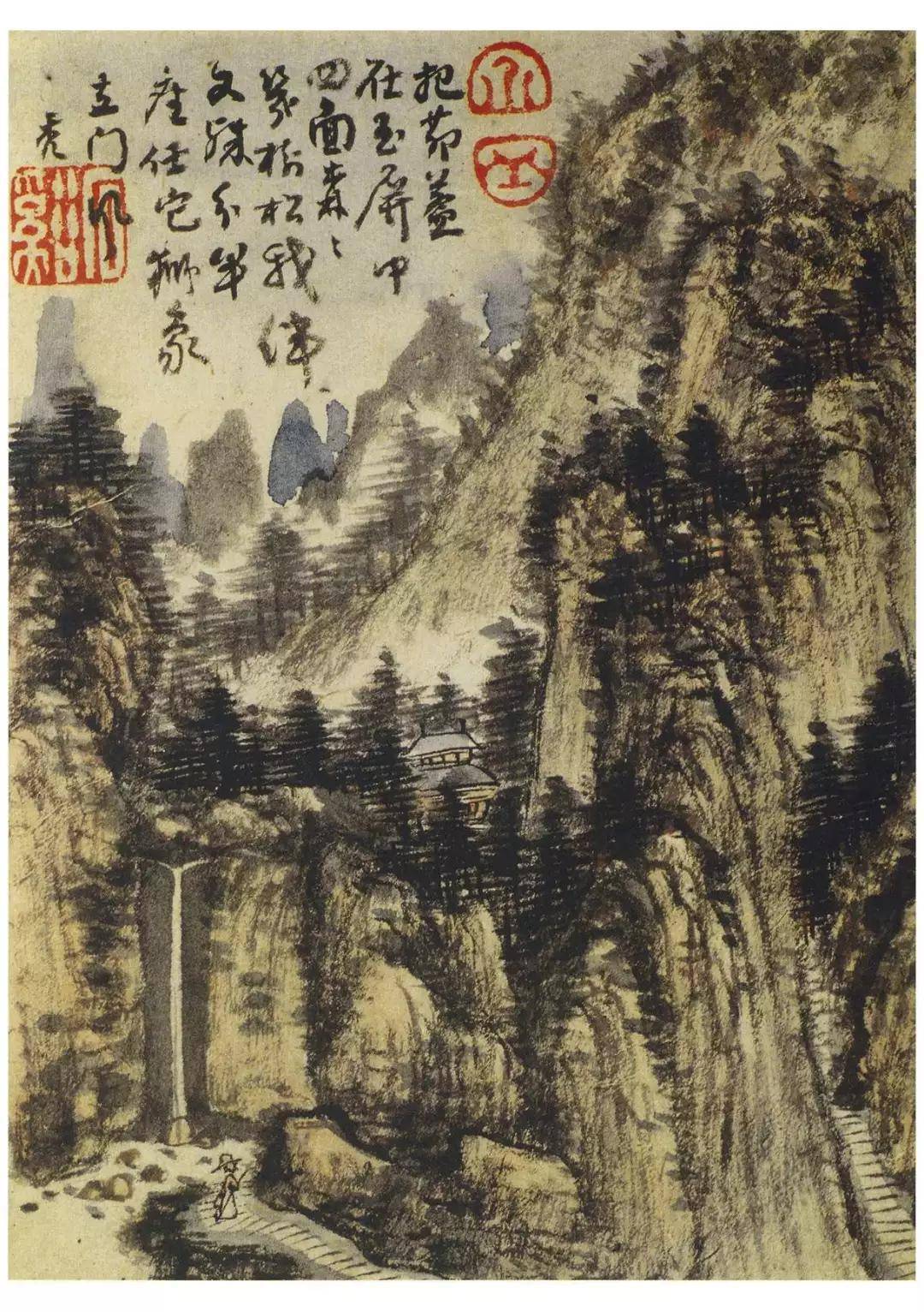 髡殘山水冊頁欣賞_生活_畫僧_石溪