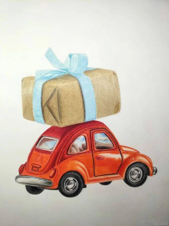 彩铅画入门教程玩具小汽车步骤图适合新手临摹的彩铅画