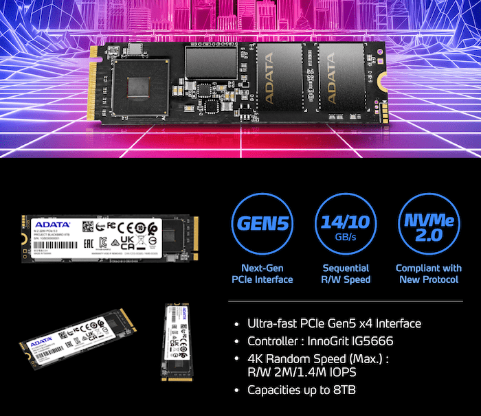 威刚展示 PCIe 5.0 SSD：连续读取14GB/s