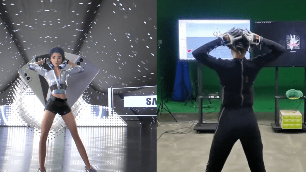 (沐岚跳舞动作实时合成画面)作为全国首位精准定位科技的up主沐岚,她