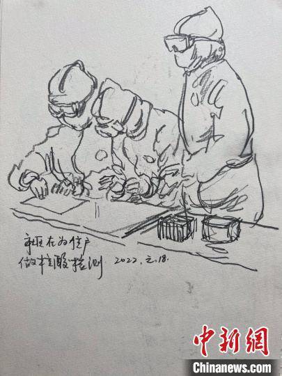 合肥居民30分钟速写多幅作品记录核酸检测演练现场