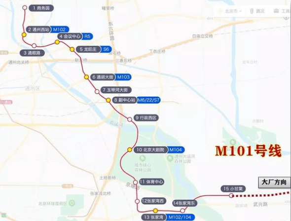 通州m101线的路线图图片