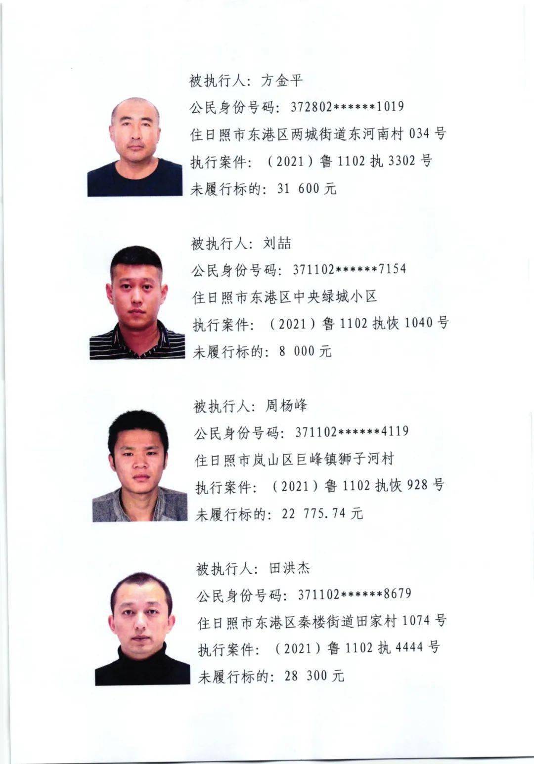 文明日照曝光台东港法院发布2022年第一期执行悬赏公告