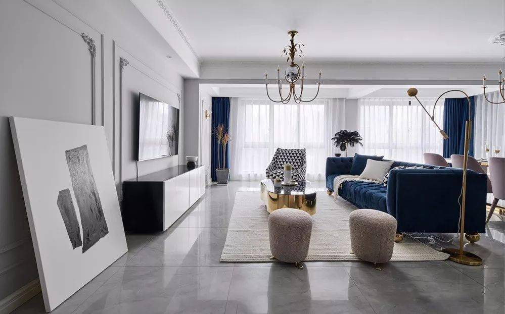 客厅铺灰地砖简约档次不简单