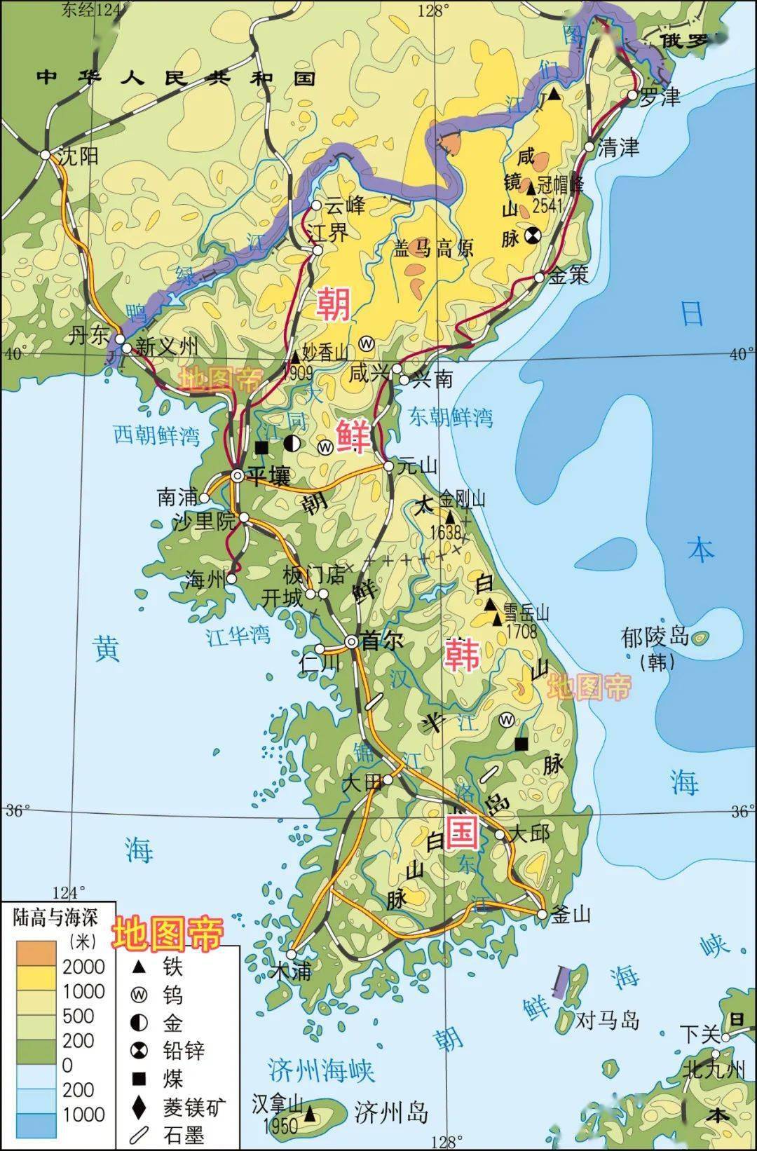 朝鲜半岛详细地图图片