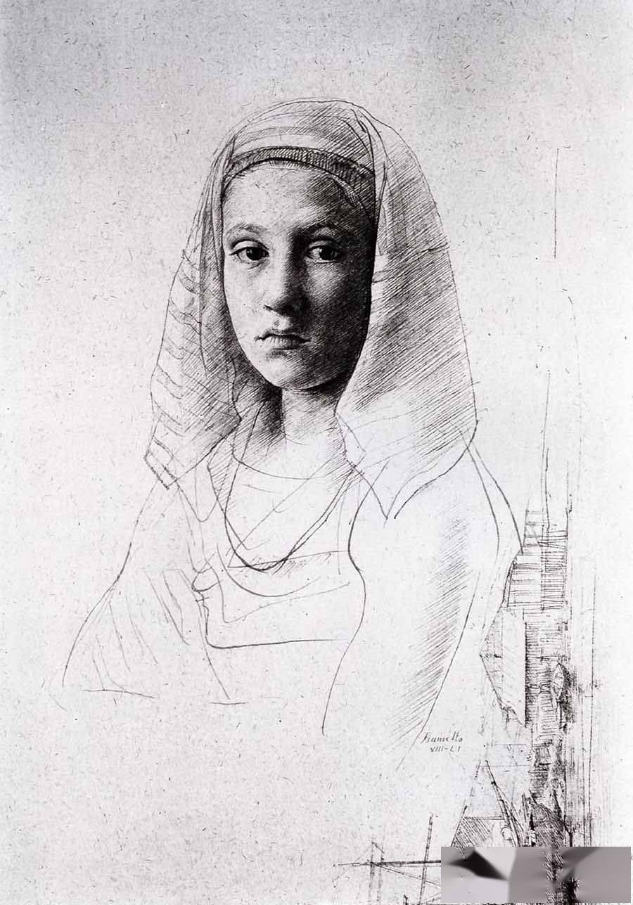 皮埃特罗阿尼戈尼pietroannigoni人物素描作品