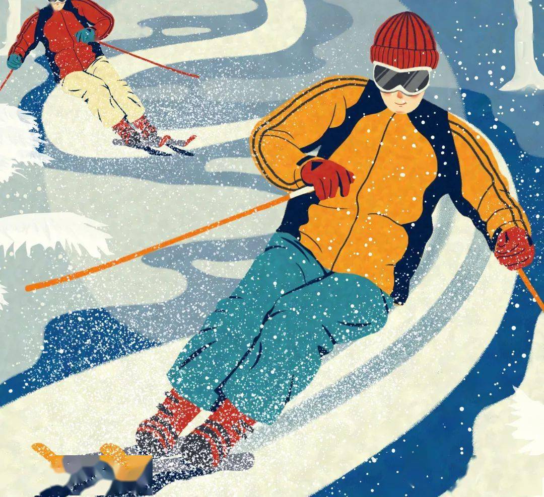 滑雪摔跤卡通图片