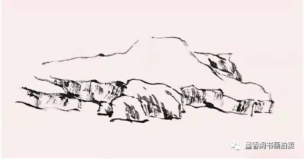 写意山水入门之石,路,坡,山脉的画法,新手收藏!_轮廓_线条_墨线
