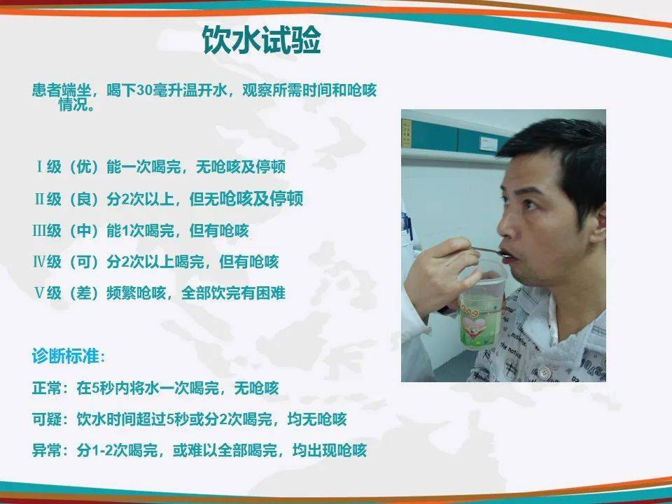 ppt:洼田饮水试验(评定意义,流程,检查,临床表现与功能评估,饮水试验