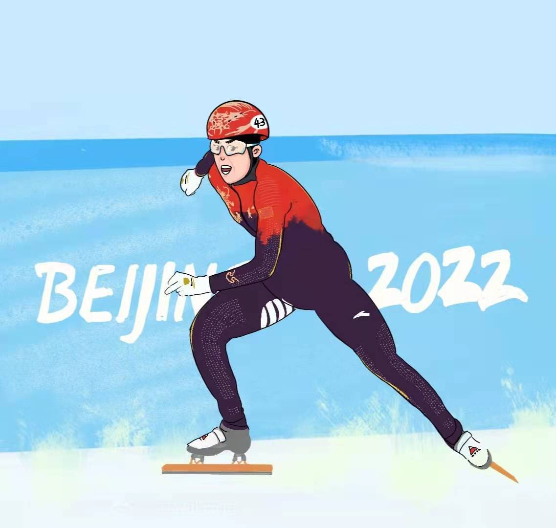 大学生以绘画致敬短道速滑健儿照亮前行之路