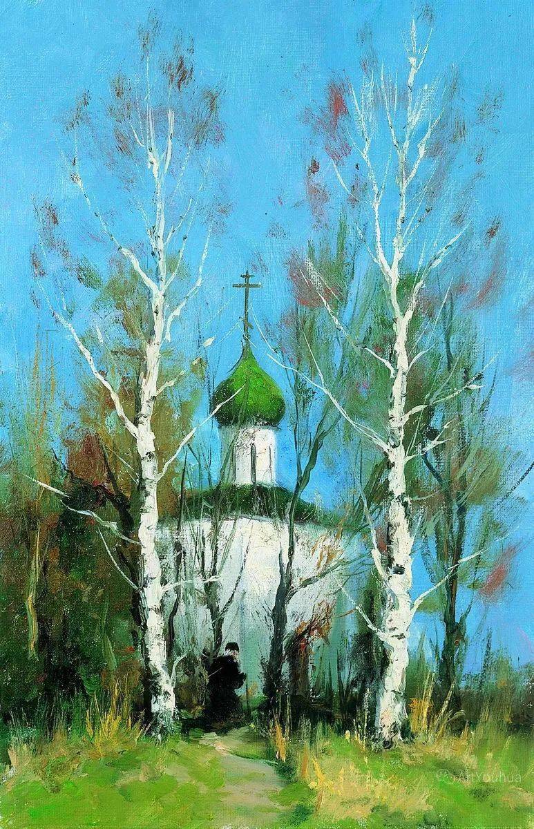 长竖构图风景油画俄罗斯画家谢尔盖图图诺夫作品