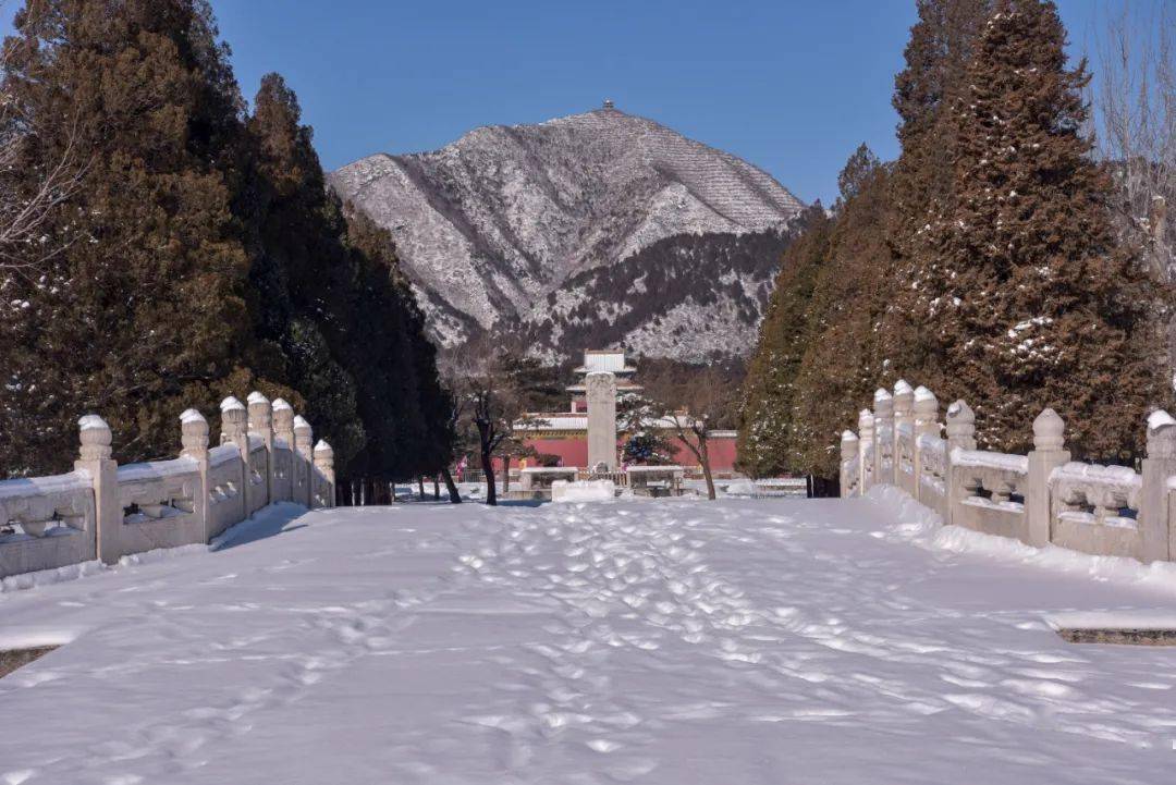 定陵美轮美奂白雪压苍竹犹如童话般的冰雪世界雪后的长陵感受历史的