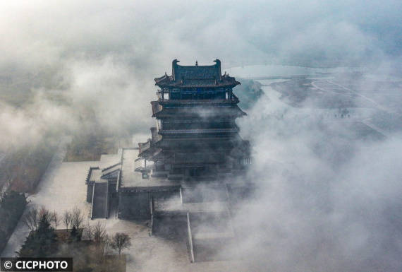 景区|山西永济：云雾缭绕鹳雀楼