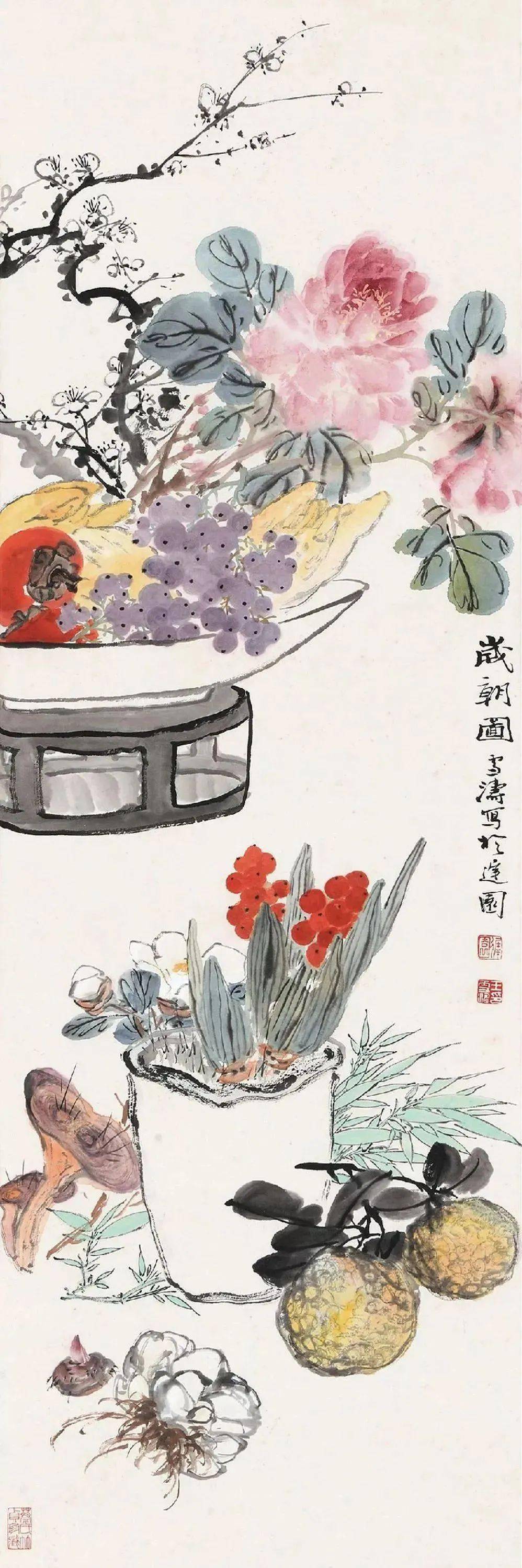 插了梅花便過年 | 歲朝圖_齊白石_清供_中國