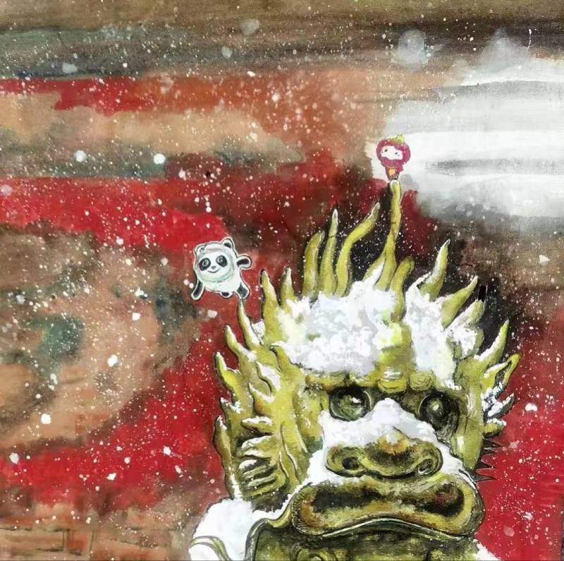 疫情|艺术家舒勇每日一画“一起向未来”，用冰墩墩讲中国故事