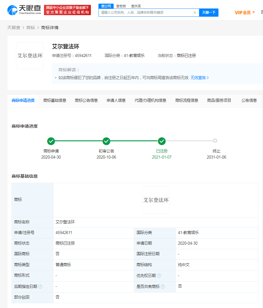 万代|万代南梦宫已完成艾尔登法环商标注册