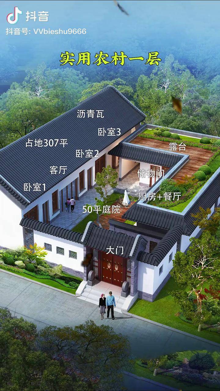 实用农村一层别墅经济实惠中式小院农村自建房