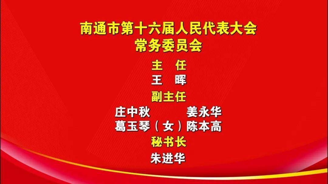 南通市第十六届人民代表大会第一次会议公告附当选名单