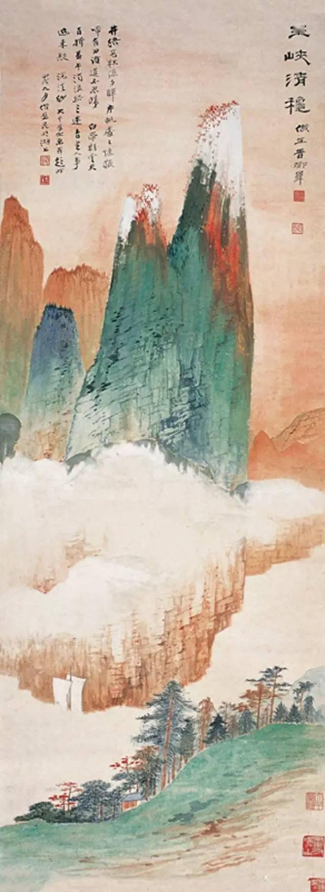 张大千最美的60幅青绿山水！目瞪口呆_王维_艺术_峨眉