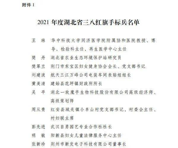 向她们致敬2021年度湖北三八红旗手标兵三八红旗手三八红旗集体名单