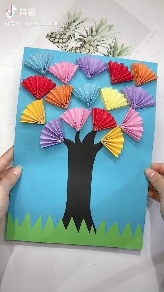 幼儿园可以做的大树剪贴画dou出新知