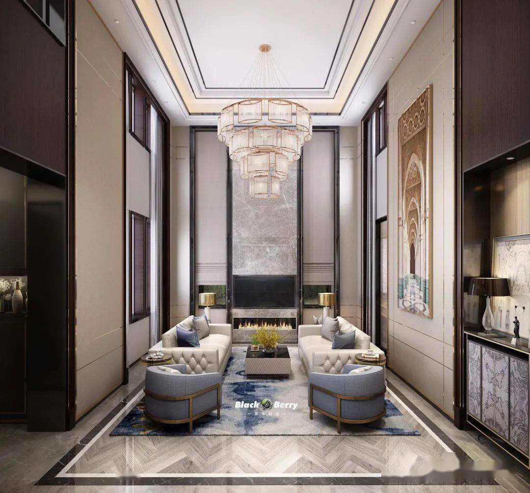 别墅中空客厅背景墙怎么设计99的人选择大理石