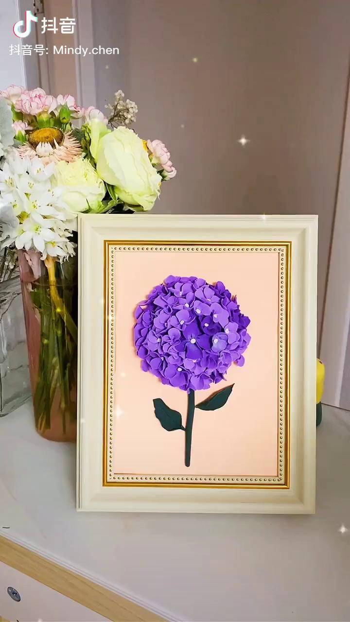 超轻粘土手工粘土浮雕画粘土绣球花大概是捏花里最简单的一种了吧求