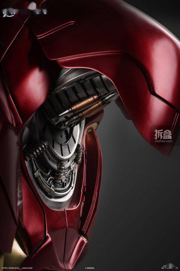 系列|QUEEN STUDIOS 漫威系列 钢铁侠 MARK7 1/1比例收藏胸像