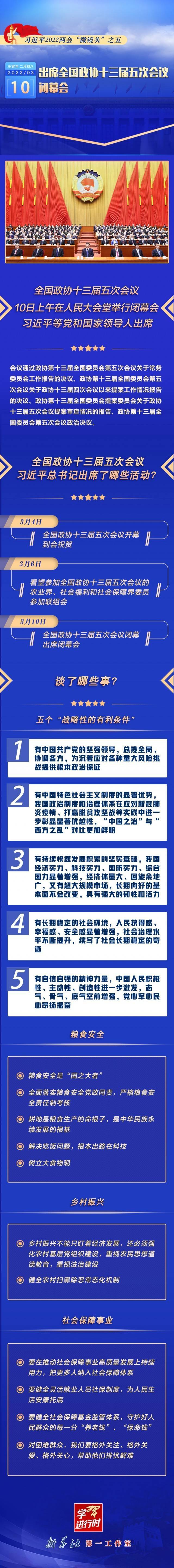 习近平22两会 微镜头 之五 3月10日 出席政协闭幕会 镜头 闭幕会 两会