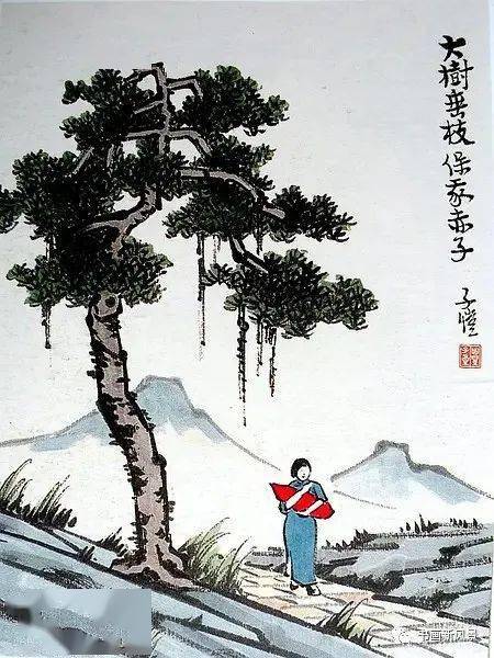 植树节国画作品图片