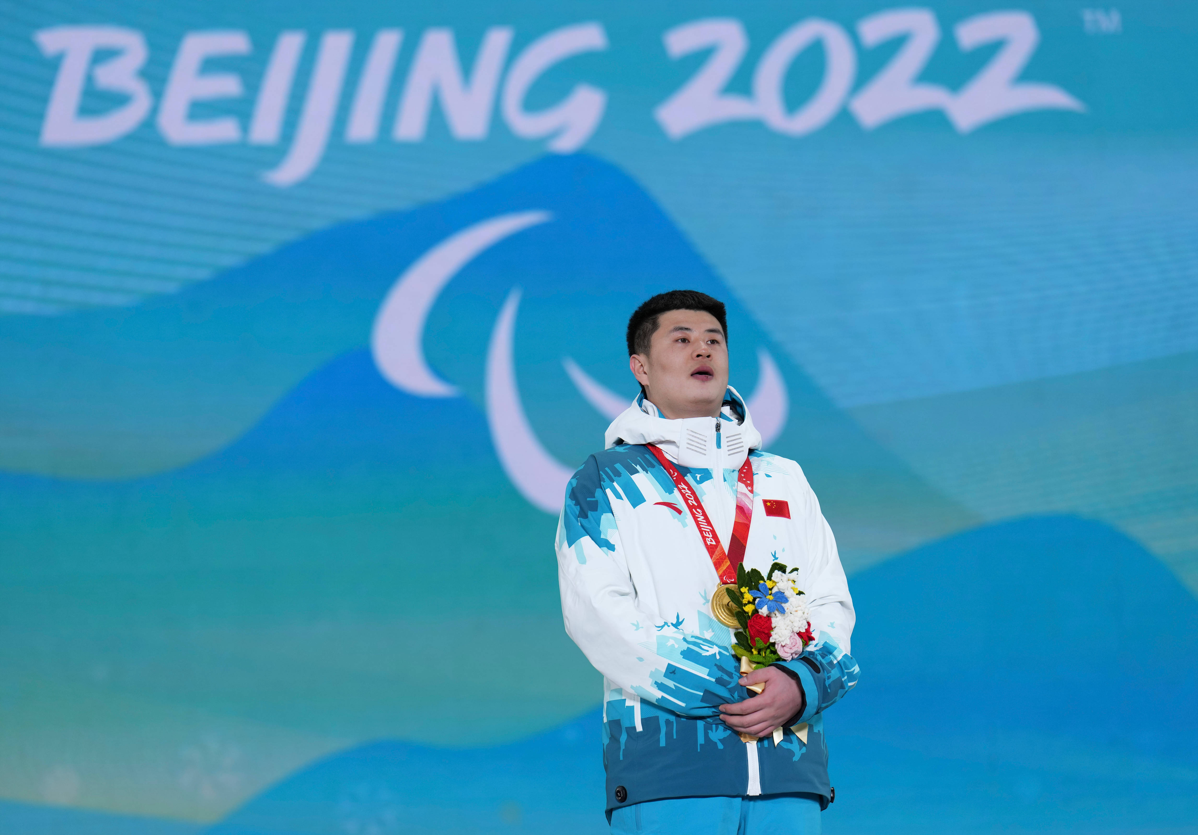 残奥单板滑雪——男子坡面回转奖牌颁发仪式举行_张家口_新华社_孙奇