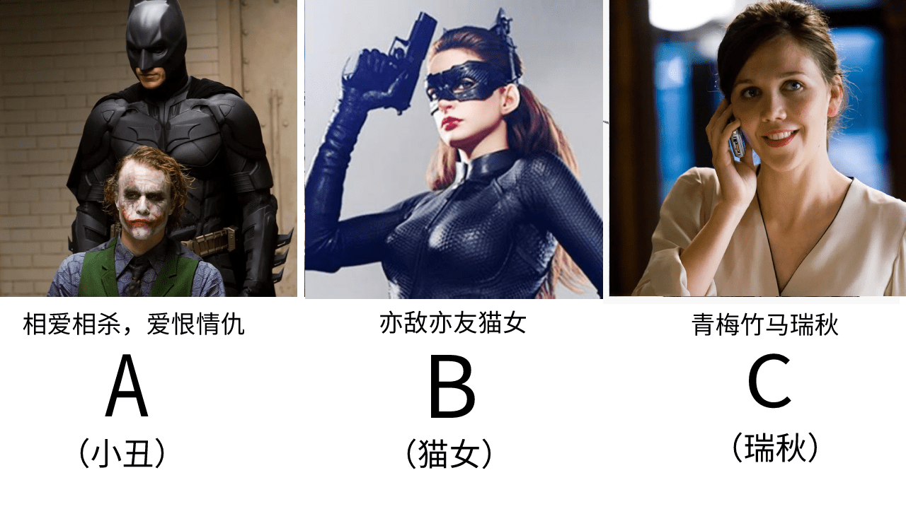 那理应选择猫女;但在诺兰导演的蝙蝠侠三部曲中,瑞秋成为布鲁斯·韦恩