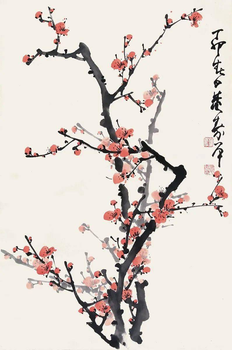 董寿平朱砂红梅:东风第一枝