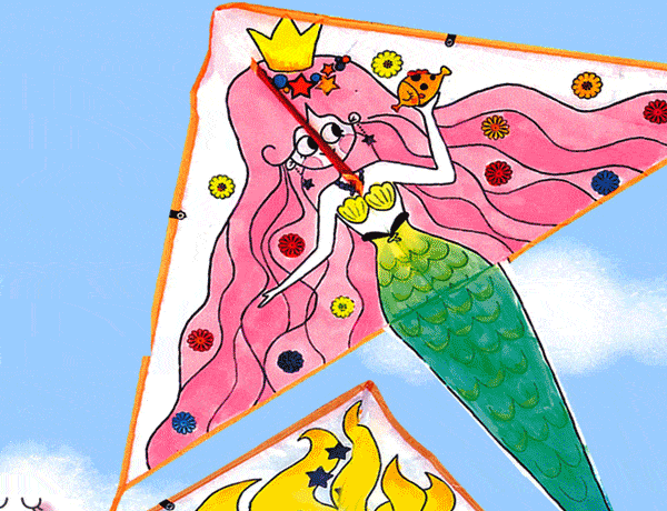 几笔色彩,简简单单,dty一条线,一张纸,几根细竹正是放风筝的好时节