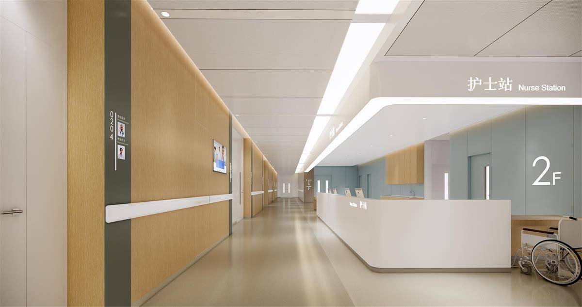 病房(效果图)按照"平疫结合","三区两通道"理念设计,项目新建四栋建筑