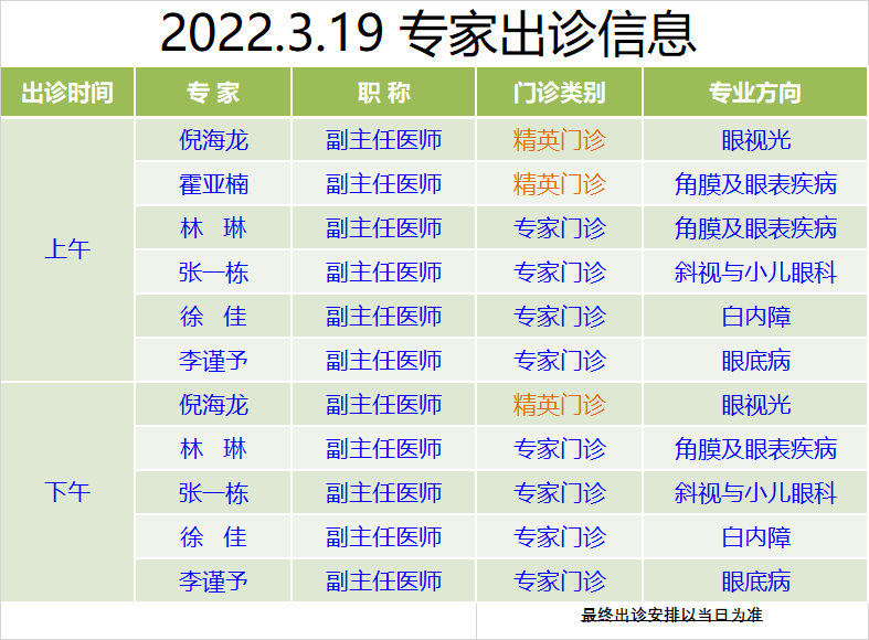 雙休日專家門診0202浙江大學眼科醫院浙大二院眼科中心3月19日20