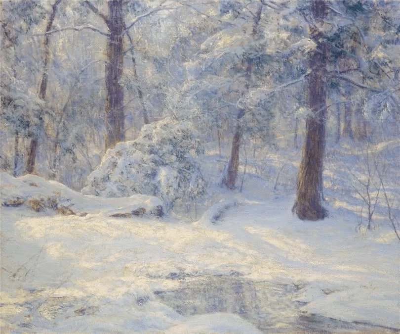 帕尔默的雪景油画美