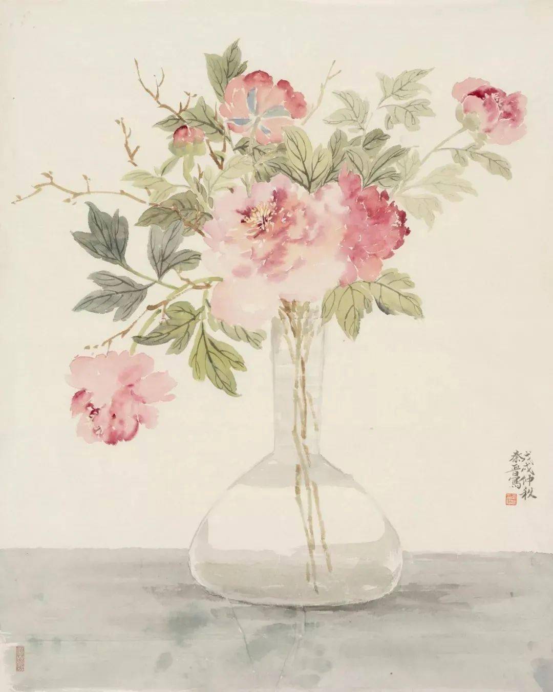 宋秦晋的没骨画花卉99幅清雅恬静如梦境般虚幻